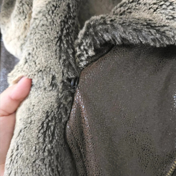 CLEO Brown Faux Leather Suede Jacket, Buttery Soft Faux Fur Lining & Cuffs, XS - Picture 9 of 16
